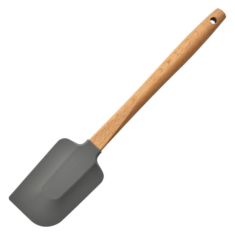 Round wooden handle silicone spatula baking tool