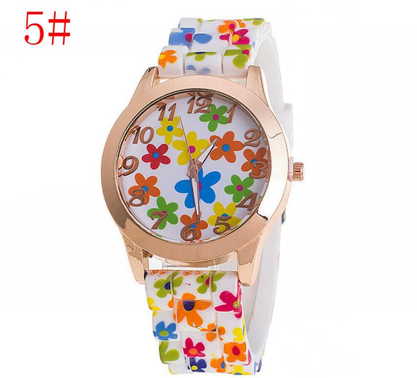 Silicone printed flower watch