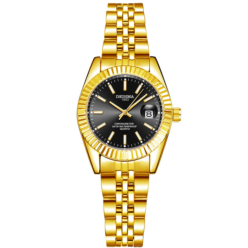 Gold Band Calendar Luminous Waterproof Watch