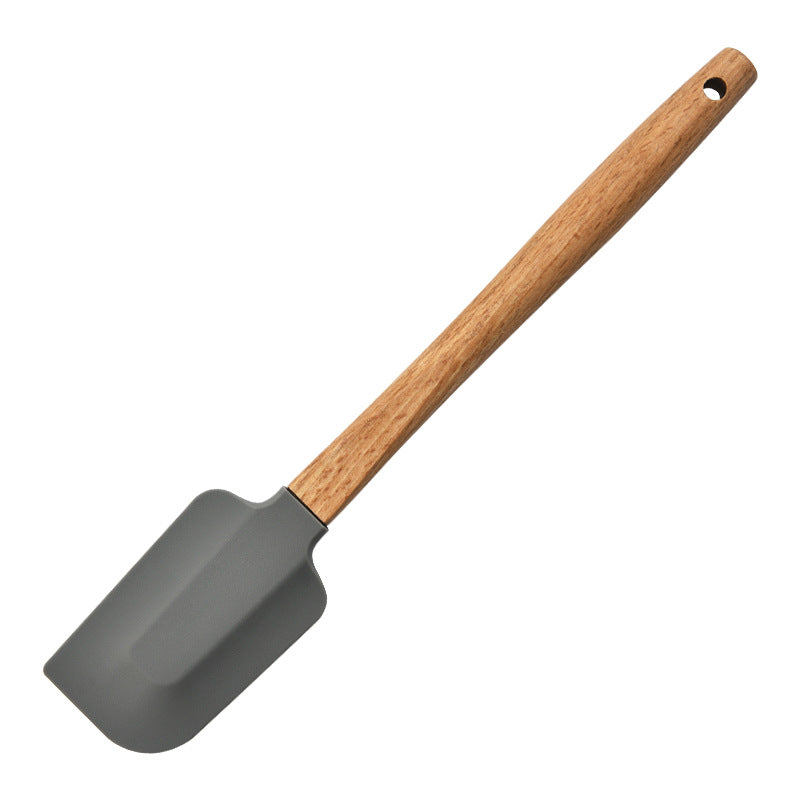 Round wooden handle silicone spatula baking tool
