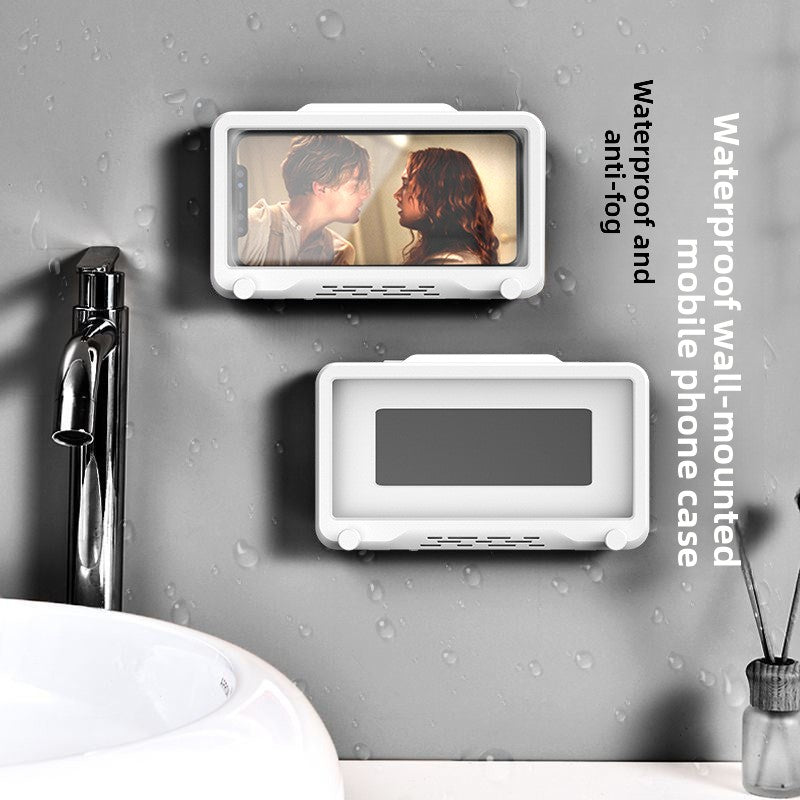 Rotatable bathroom punch-free waterproof mobile phone box