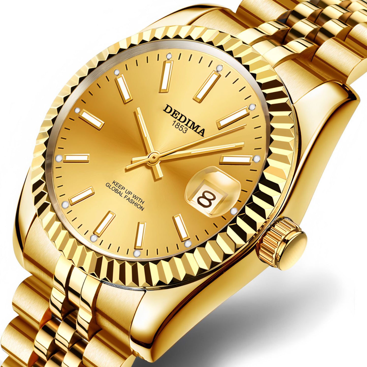 Gold Band Calendar Luminous Waterproof Watch