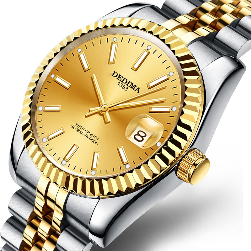 Gold Band Calendar Luminous Waterproof Watch