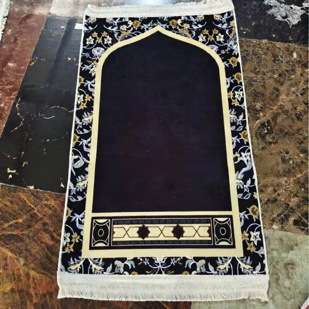 Velvet Printed Prayer Mat with Tassel, Portable and Washable