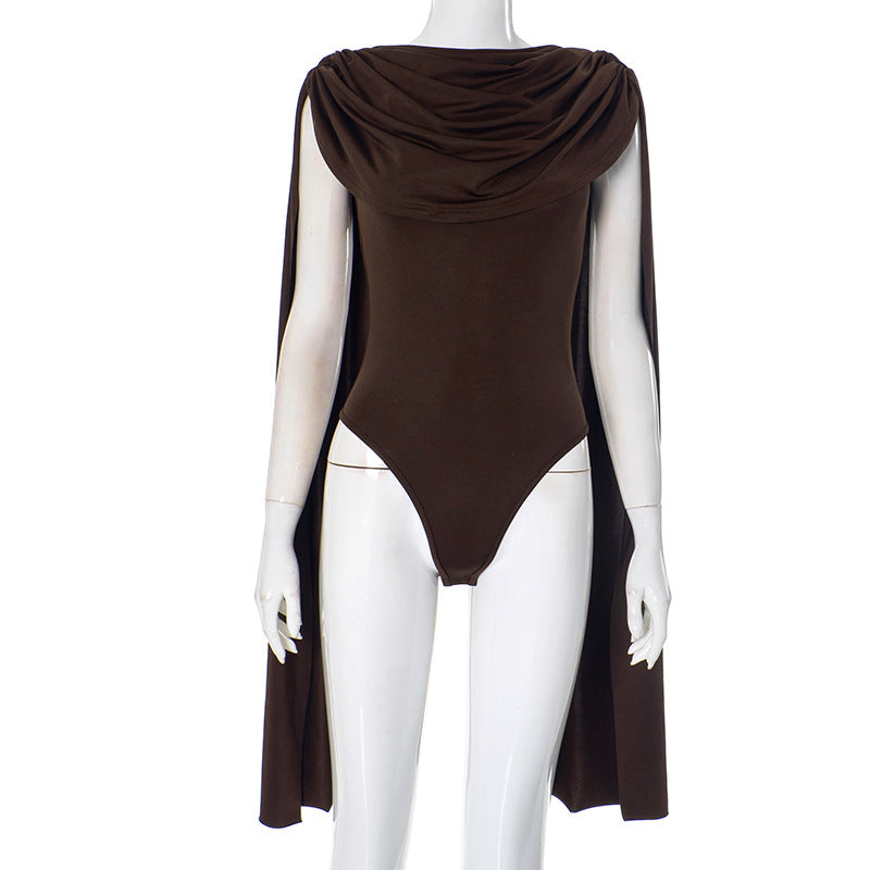 Sexy mature woman's sleeveless halter-neck one-piece dress