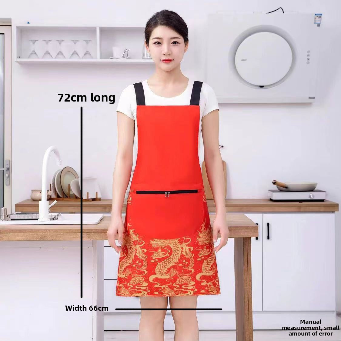 Waterproof Sleeveless Kitchen Apron with Dragon Phoenix Design
