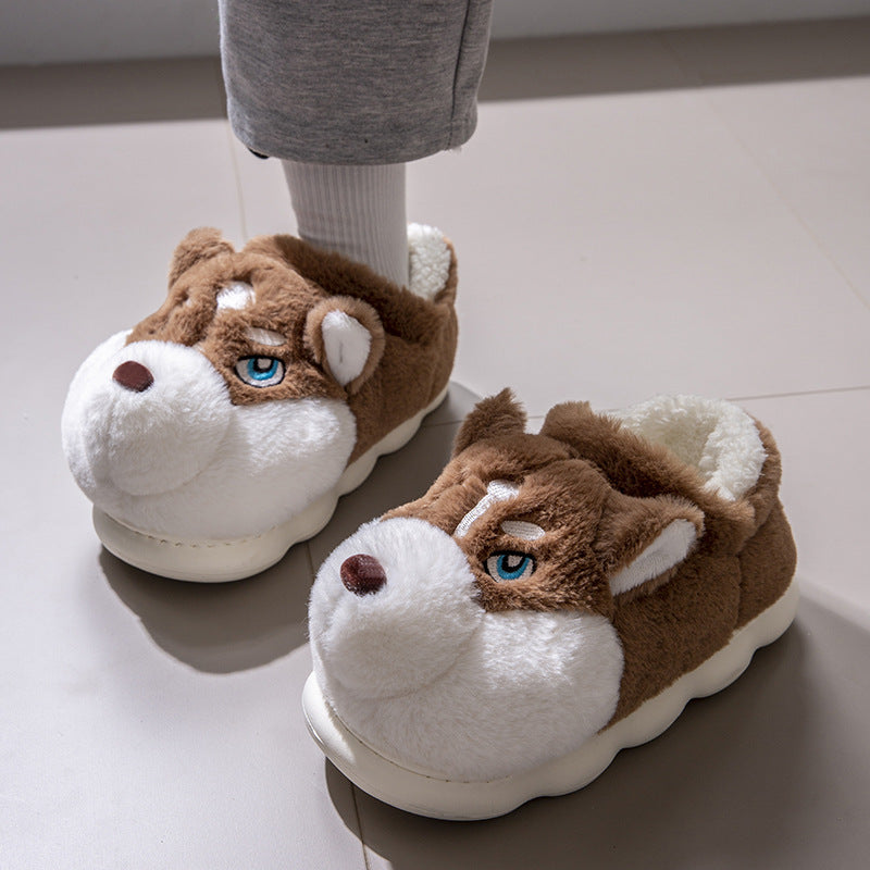 Erha Outer Wear Plush Warm Cotton Slippers for Men